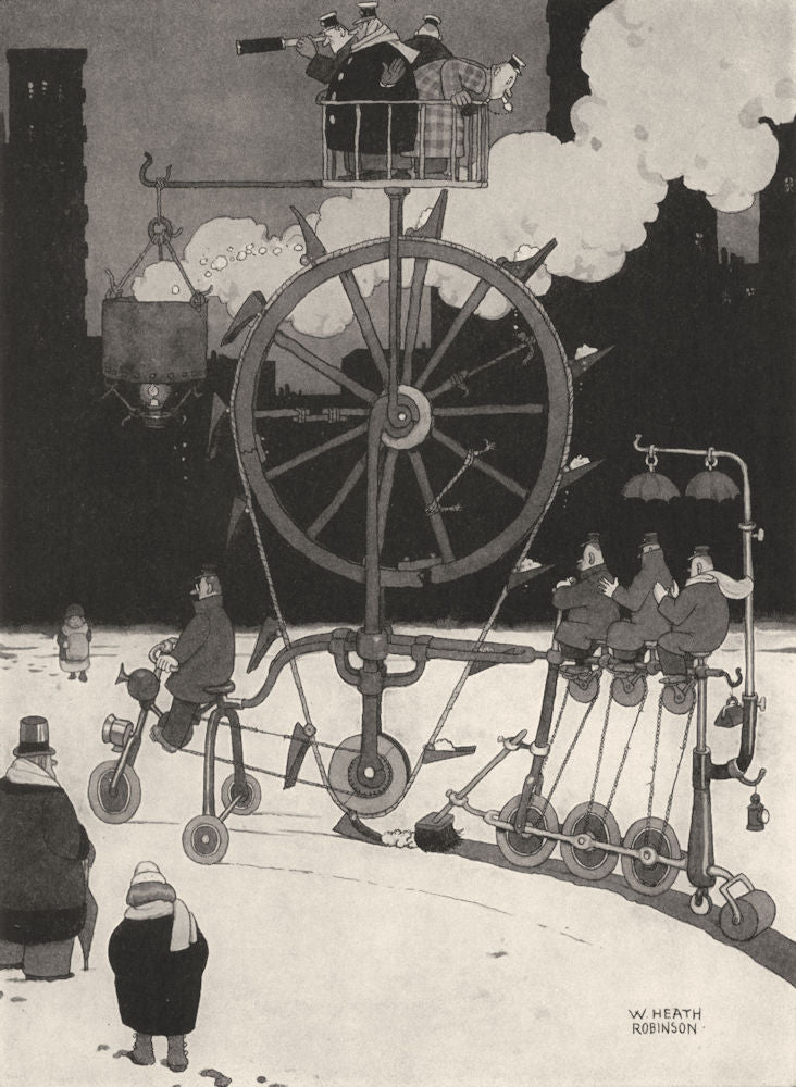 HEATH ROBINSON. A new snow-plough for cleaning a footpath post a fall 1920